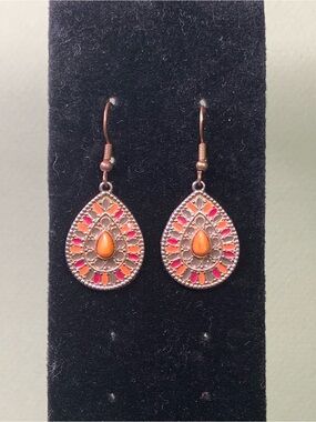 Orange Teardrop Dangle Earrings - Women Jewelry